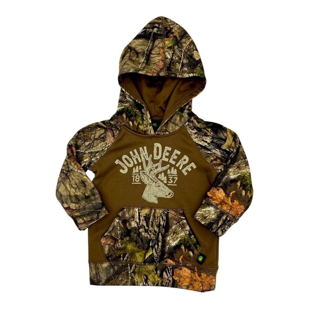 John Deere authentic camo pullover hoodie size 2T brown, and green